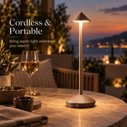 Cordless LED Touch Table Lamp 3W USB-C Rechargeable Dimmable 3 Colour Modes