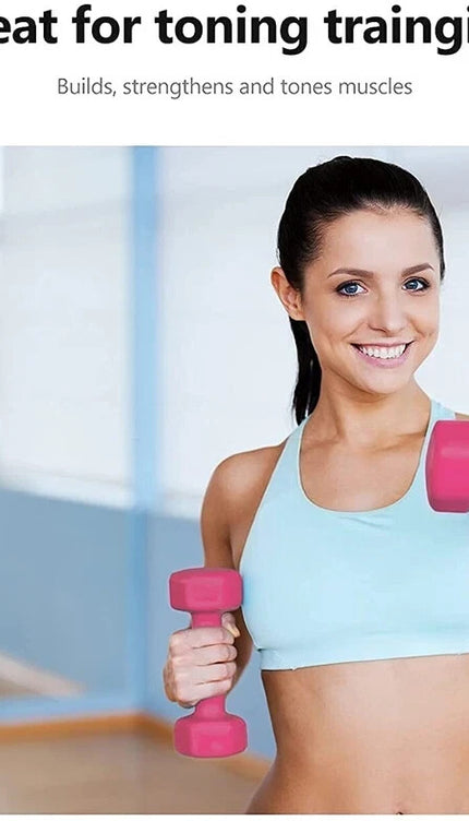 Neoprene Dumbbells 3KGx2 Set Hand Weights Iron Aerobic Workout Fitness Gym Pink