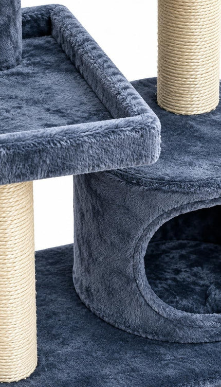 Mid-Height Cat Tree Tower 80CM Multi Level Activity Centre Sisal Scratching Post