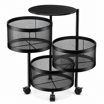 Storage Rack 4 Tier Rotating Kitchen Bathroom Vegetable Trolley Cart Shelf