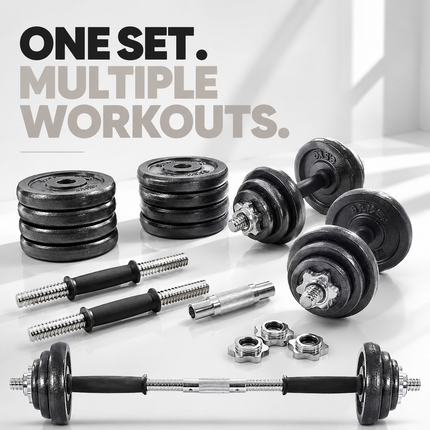 Cast Iron Dumbbell & Barbell Set – 50kg