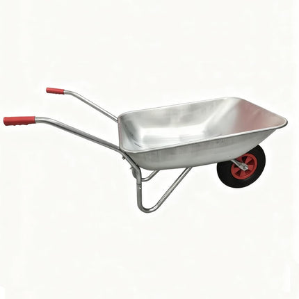 Wheelbarrow Home Garden Cart Galvanised Metal with Pneumatic Tyre Silver 130kg