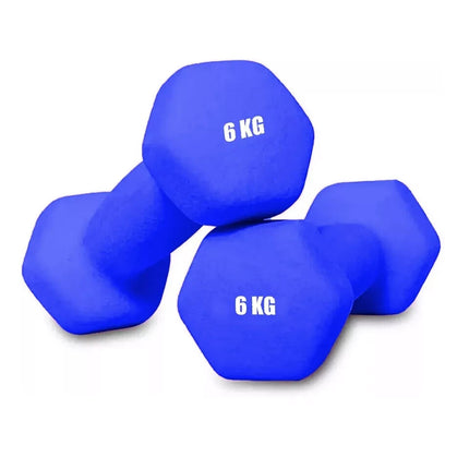Neoprene Dumbbells 6KG x 2 Weights Iron Hand Aerobic Workout Fitness Gym Blue