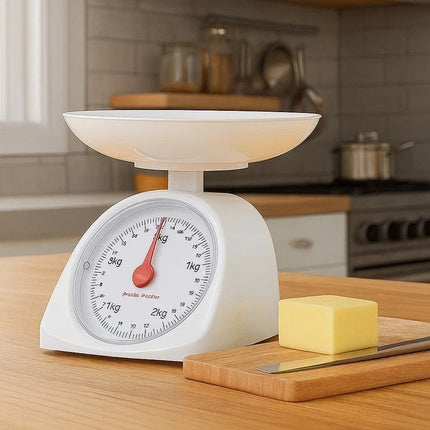 Kitchen Weight Scale 5KG White Round Mechanical Cooking Food Measuring Scale