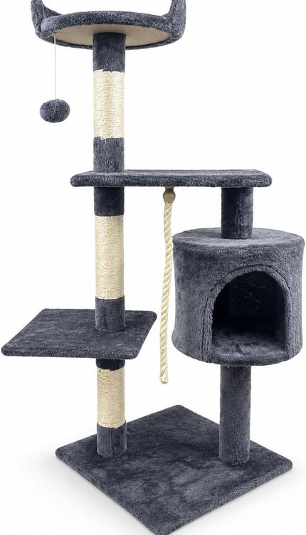 Multi Level Cat Tree 120cm Sisal Scratching Post Hammock Condo Climbing Tower