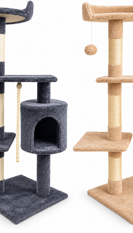 Multi Level Cat Tree 120cm Sisal Scratching Post Hammock Condo Climbing Tower
