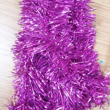 Pack of 5 Chunky Fluffy Tinsel Christmas Tree Decoration, Magenta Purple 2 Metre