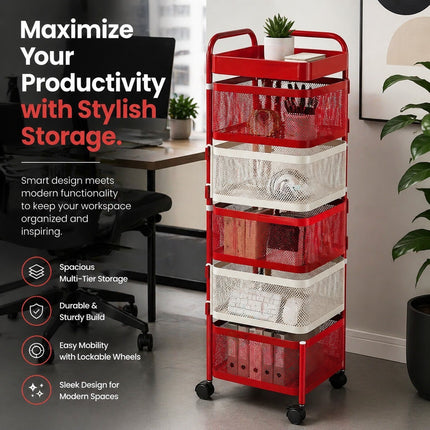 Rotating Storage Rack Square Trolley Kitchen Bathroom Organizer Vegetable Shelf