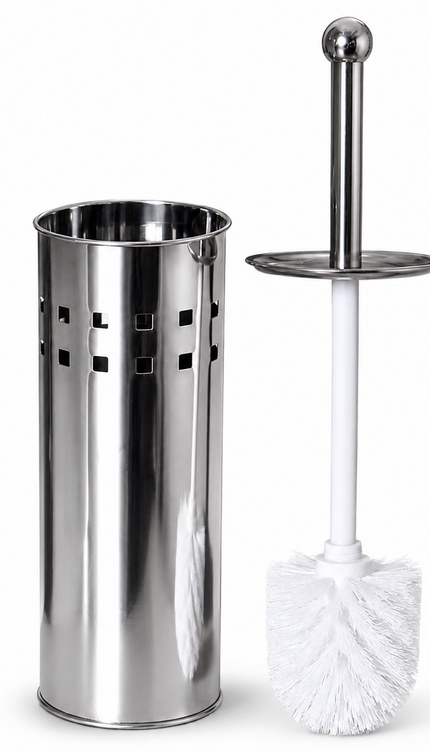 Toilet Brush and Holder Set Stainless Steel Bathroom WC Deep Cleaning Brush 38cm