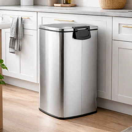 50L Pedal Bin Stainless Steel Removable Inner Bucket Home Office Waste Trash Can