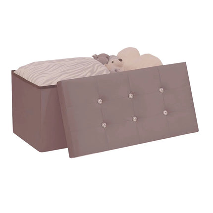 OTTOMAN STORAGE BOX FOLDING STORAGE OTTOMAN POUFFE BENCH SEAT TOY BOX 76cm