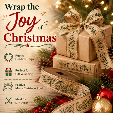 Christmas Ribbon Set 6PCS 2.5" Gift Wrap Craft Xmas Decoration