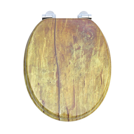 18" UNIVERSAL BATHROOM TOILET SEAT WOODEN EASY FIT WC SEAT WITH FITTINGS