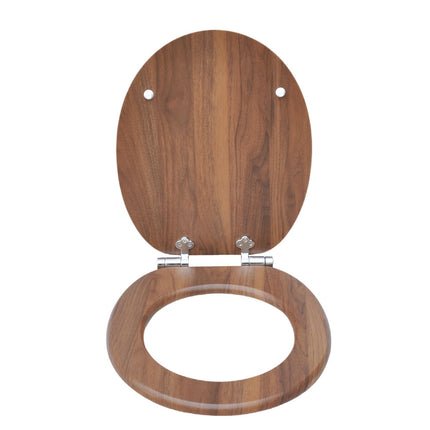 18'' Universal Wooden Toilet Seat Easy Fit Bathroom WC Seat with Fittings