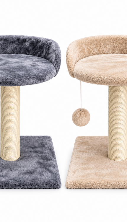 Compact Cat Tree 41cm Sisal Scratching Post Soft Plush Bed Hanging Ball Toy