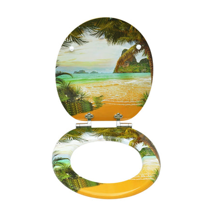 18'' Universal Wooden Toilet Seat Easy Fit Bathroom WC Seat with Fittings