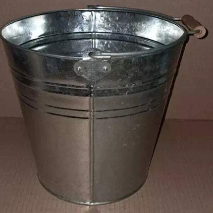 TRADITIONAL GALVANISED STRONG STEEL METAL BUCKET WITH WOODEN HANDLE 9L To 18L