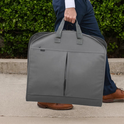 Large Garment Suit Bag Premium Grey Foldable Carrier Travel Bag Cover Storage