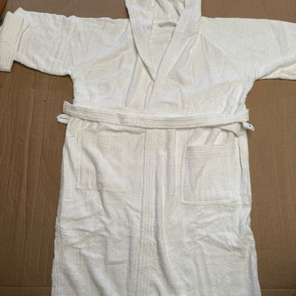 Large White Unisex Cotton Terry Bathrobe Gown Soft Spa Robe Men Women