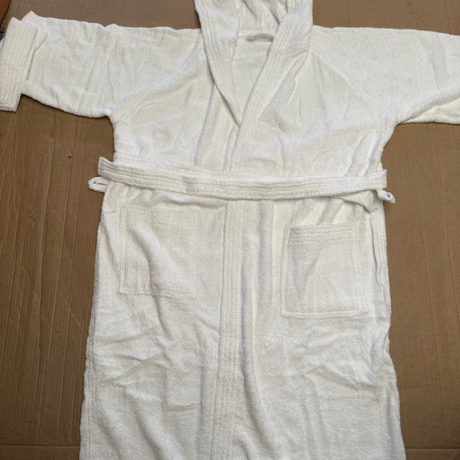 Large White Unisex Cotton Terry Bathrobe Gown Soft Spa Robe Men Women