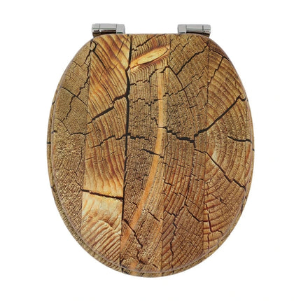 18'' Universal Wooden Toilet Seat Easy Fit Bathroom WC Seat with Fittings
