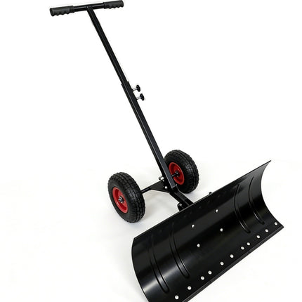 Snow Shovel with Wheels Adjustable Height Handle Multi-Angle Pusher Snow Blade