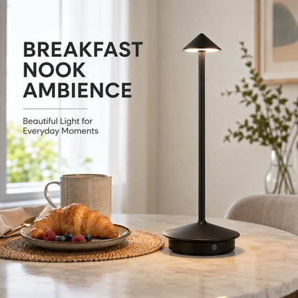 Cordless LED Table Lamp USB-C Rechargeable Dimmable Metal Light 3 Colour Modes