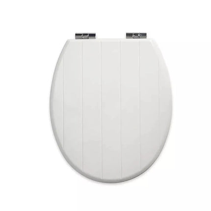 Universal Toilet Seat White MDF Wooden Easy Fit Toilet WC Seat 18" With Fitting