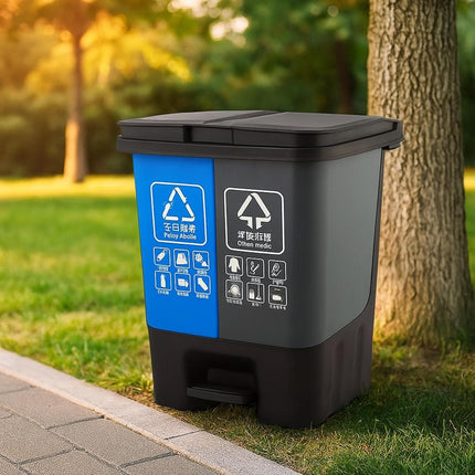 16L 20L 40L Recycling Pedal Bin Double Compartment Kitchen Waste Dustbin