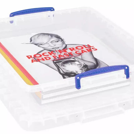 Storage Box With Lid Clear Plastic 10.5 Liters Stackable Home Office Organizer
