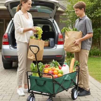 Collapsible Folding Wagon Trolley Cart 80kg On Wheels Festival Camping & Garden
