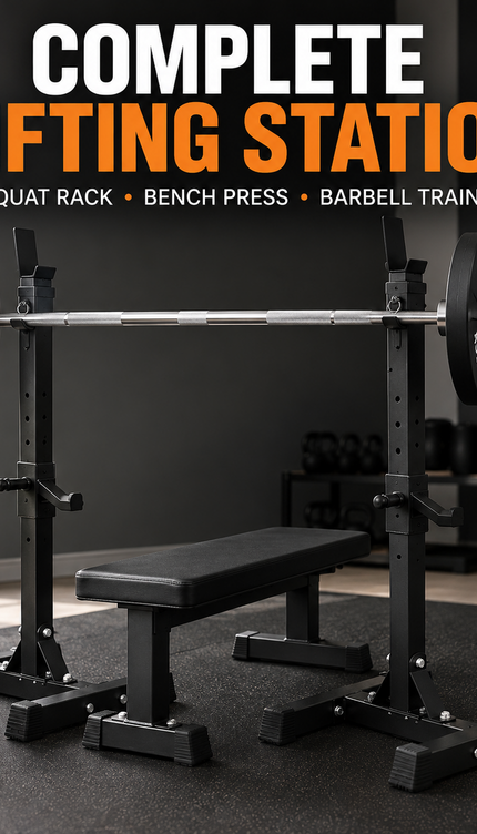 Adjustable Barbell Squat Rack Stand for Bench Press and Home Gym Weight Training