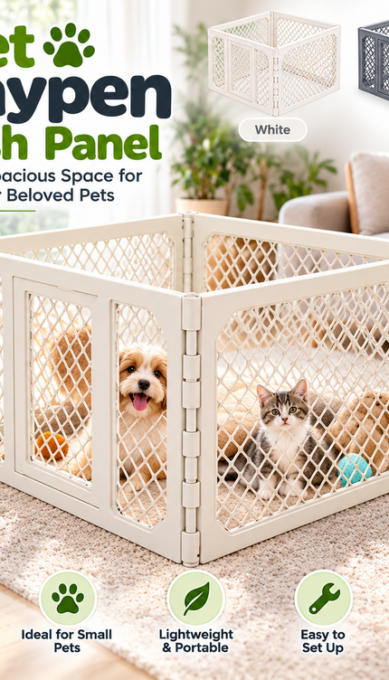 4 Panel Puppy Dog Playpen Plastic Mesh Pet Fence Indoor Cat Rabbit Enclosure