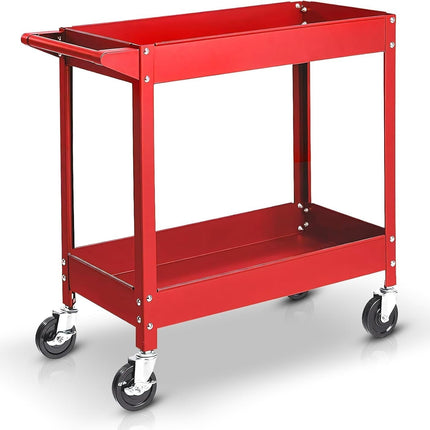 Heavy Duty Garage Tool Trolley 2 Tier Wheel Cart Storage Shelf for Workshop DIY