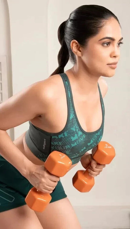 Pair of Neoprene Dumbbells 5KG Orange Hand Weights Aerobic Workout Fitness Gym