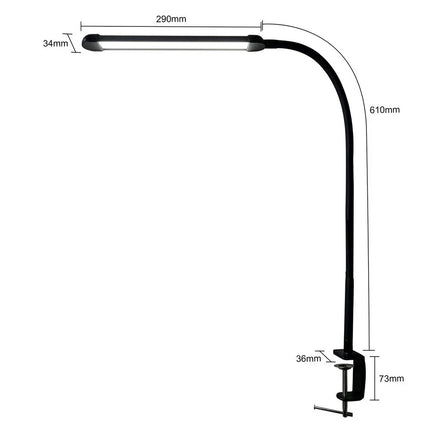 LED Desk Lamp with Clamp Stepless Dimming Modes 2700-6000K Office Desk WorkLight