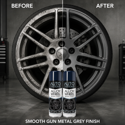 2x AX Gun Metal Grey Alloy Wheel Spray Paint 300ml Smooth Finish Fade Resistant