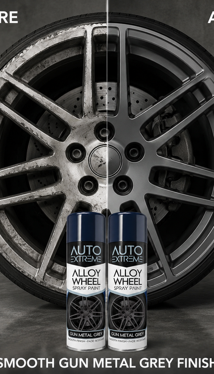 2x AX Gun Metal Grey Alloy Wheel Spray Paint 300ml Smooth Finish Fade Resistant