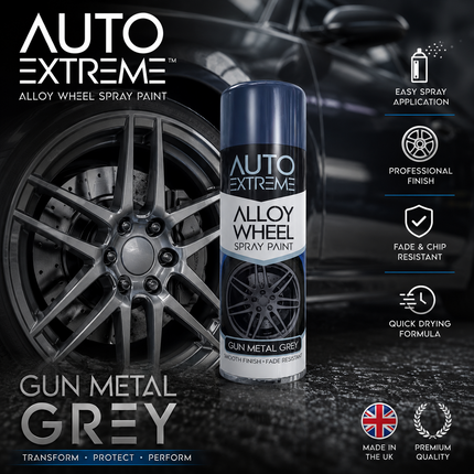 AX Alloy Wheel Spray Paint Gun Metal Grey Smooth Finish Fade Resistant 300ml