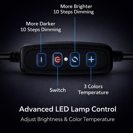 LED Desk Lamp Clip-On 3W Flexible Reading Light Eye Care 10-Level Brightness