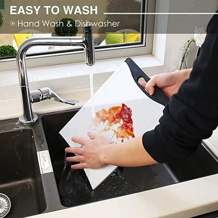 Kitchen Plastic Cutting Board With Juice Grooves With Handle Easy Grip 14x10cm