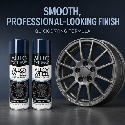 2x AX Gun Metal Grey Alloy Wheel Spray Paint 300ml Smooth Finish Fade Resistant