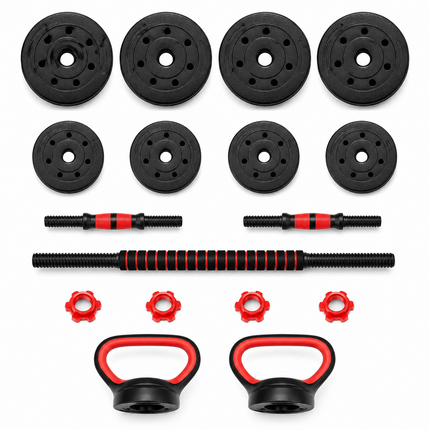 Adjustable Dumbbell Barbell Kettlebell 6 in 1 Weight Set Home Gym Workout  10KG