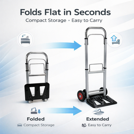 Hand Trolley Folding Sack Truck 90KG Lightweight Steel Aluminium Platform Cart