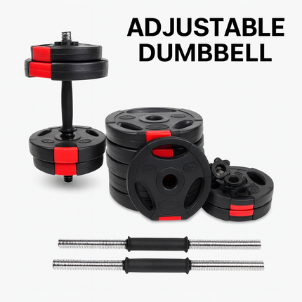 Dumbbell Set Adjustable 15KG Home Gym Fitness Training 3 Grip Weight Plates