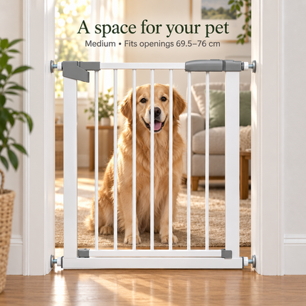 Baby Stair Gate | Pressure Fit Auto-Close Child & Pet Safety Gate – White