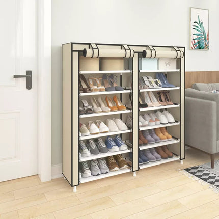 6 Tier Shoe Rack Fabric Canvas Shelf Shoe Cabinet Storage Organiser 107x28x102cm