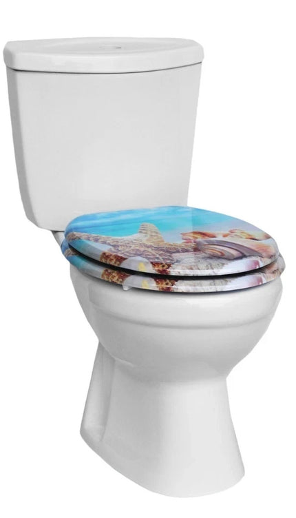 18” Universal Bathroom Toilet Seat – Beach & Seashell Design Easy Fit WC Seat