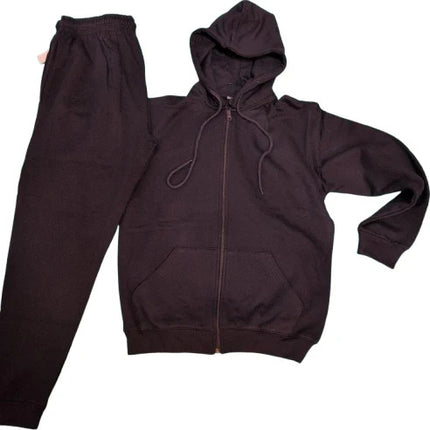 Mens Fleece Hoodie Contrast Top Bottom Gym Joggers Fitness Jogging Tracksuit Set