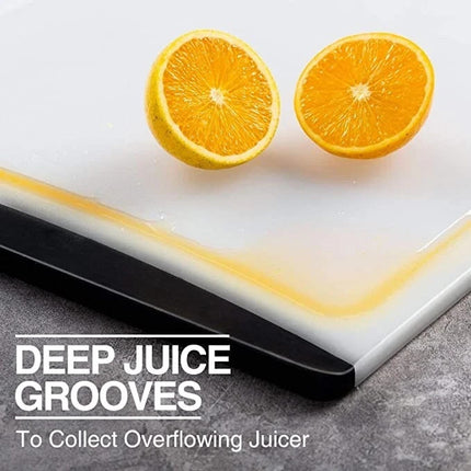 Kitchen Plastic Cutting Board With Juice Grooves With Handle Easy Grip 14x10cm